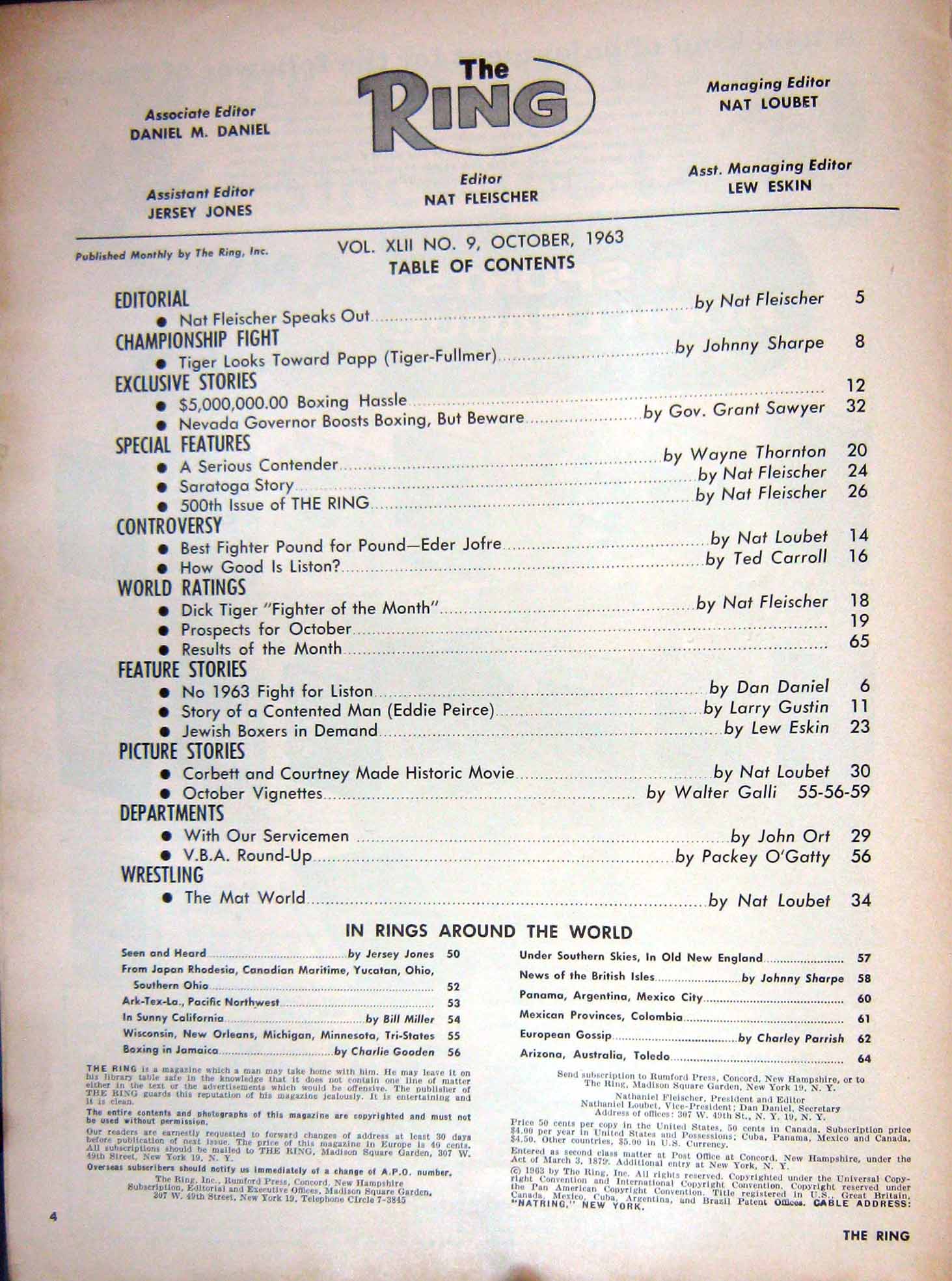 Old Vintage Print Boxing 1963 Sonny Liston Cockell Matthews Nat Fleischer 20th