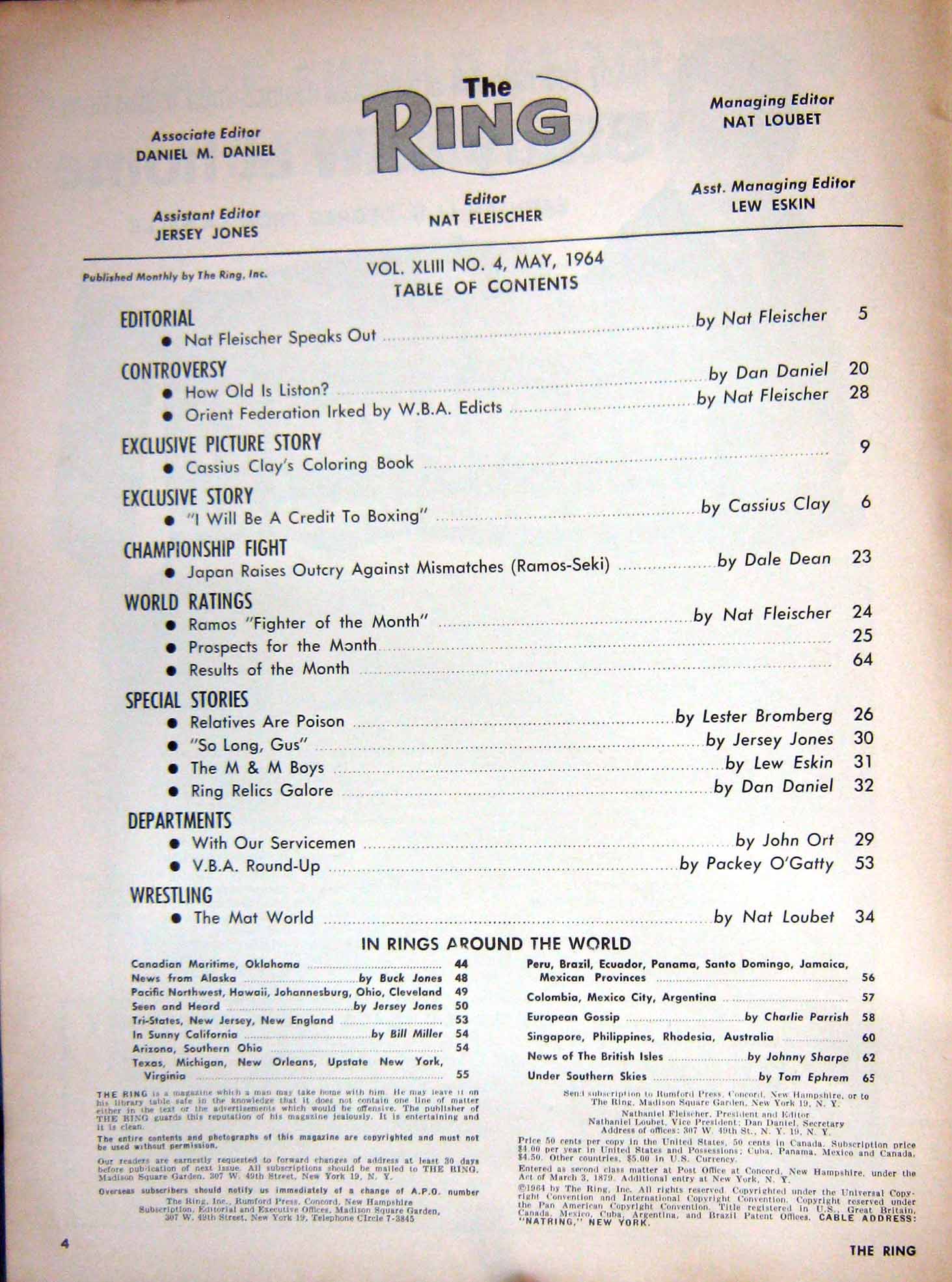 Old Vintage Print Boxing 1964 Nat Fleischer Cassius Clay Howard Winstone 20th