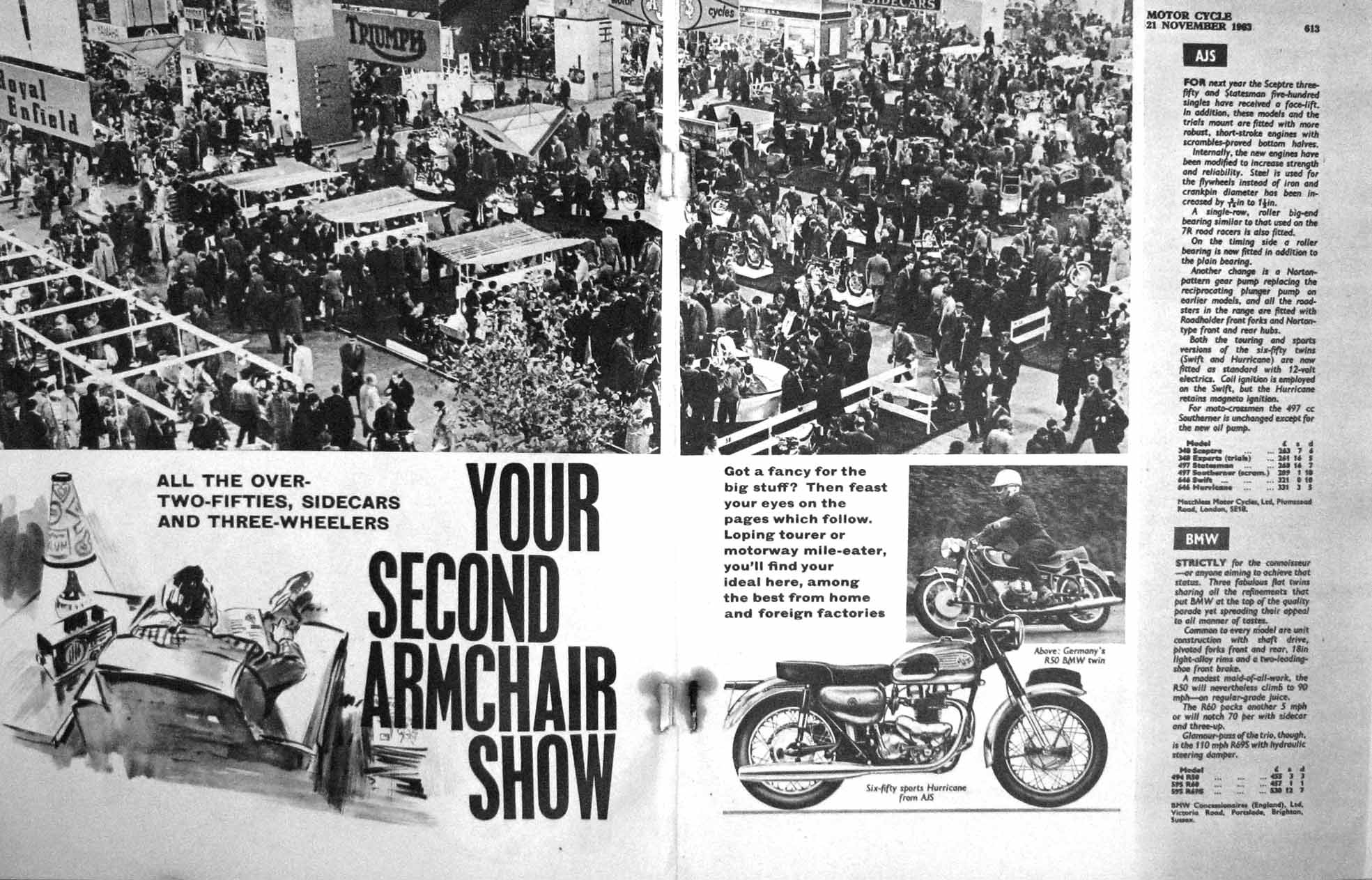 Antique Old Print Motor Cycle Magazine 1963 Review Sidecars Three-Wheeler 20th