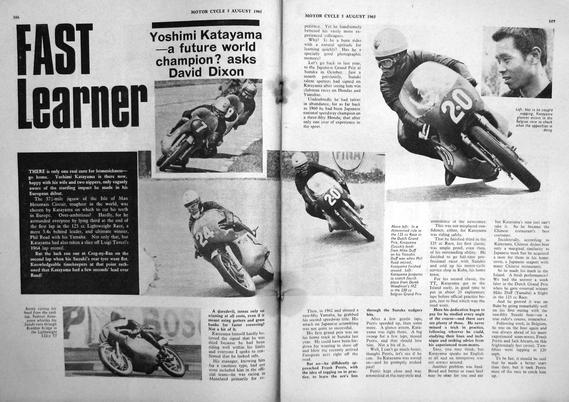 Old Vintage Print Motor Cycle Magazine 1965 Katayama Young Honda Reyns 20th