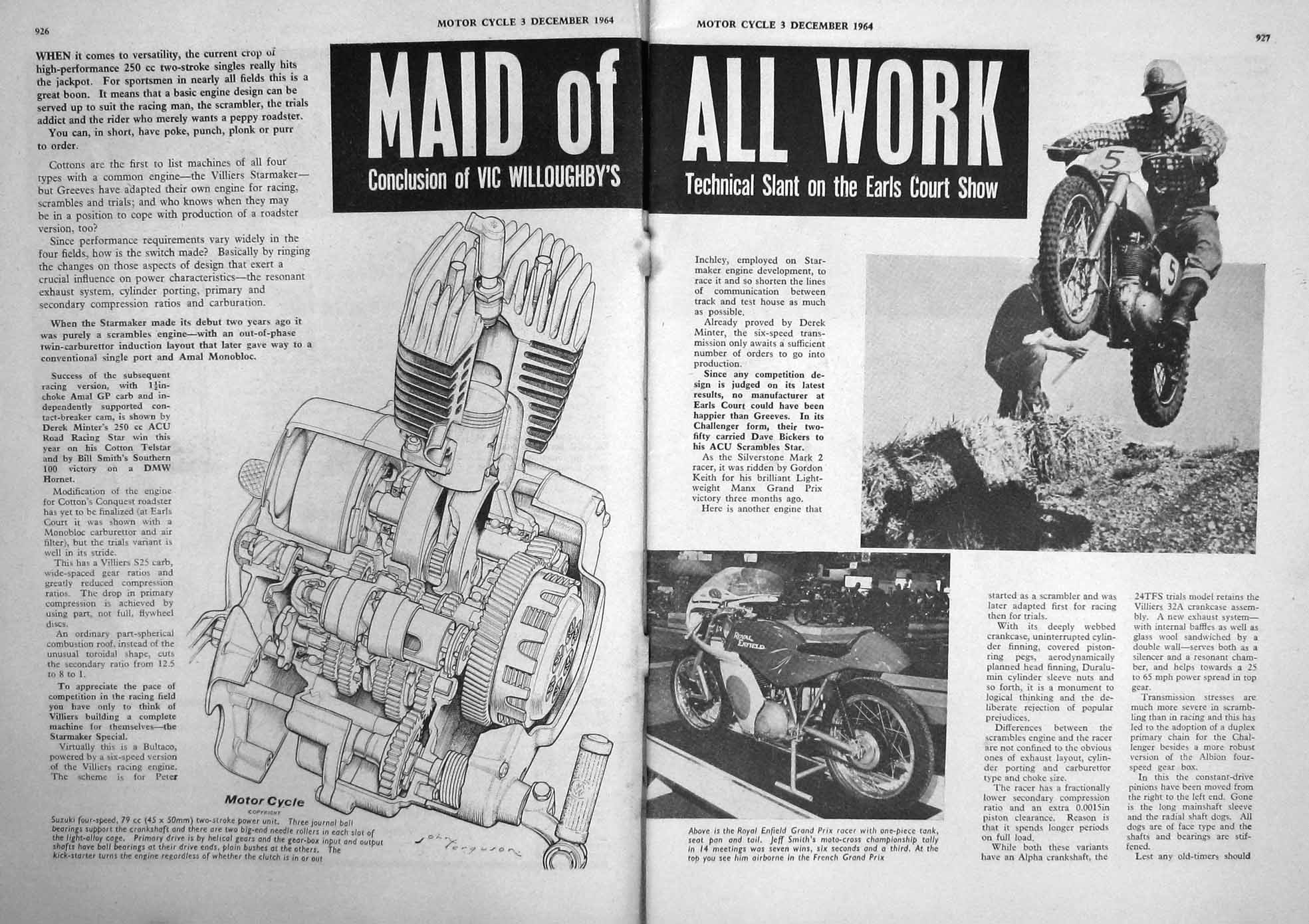 Original Old Vintage Print Motor Cycle Magazine 1964 Honda Morewood Gfinger