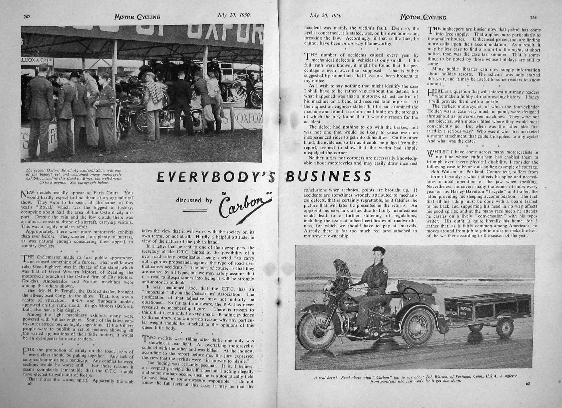 Old Vintage Print Motor Cycle Magazine 1950 B.S.A. Heath Armstrong Leoni 20th