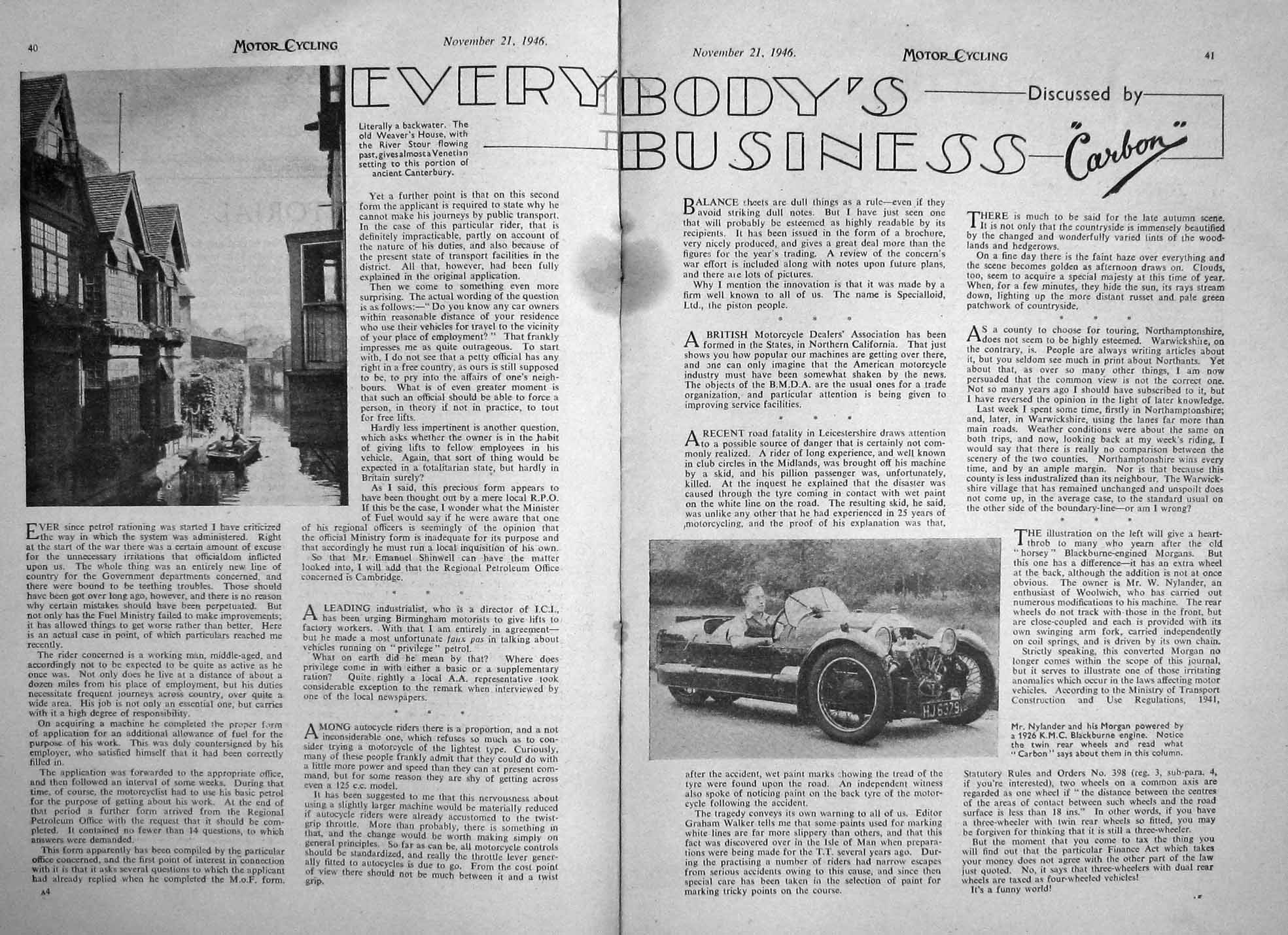 Original Old Vintage Print Motor Cycle Magazine 1946 Triumph Austin Davy Smith