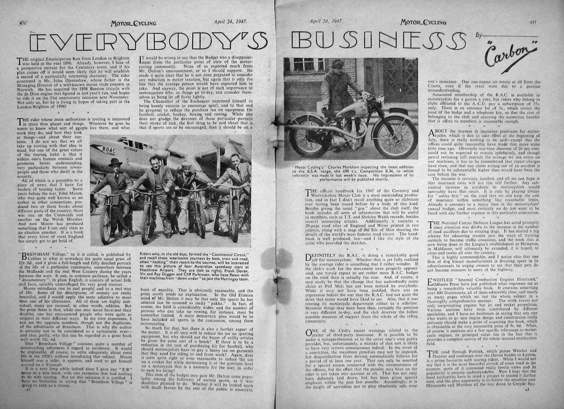 Old Vintage Print Motor Cycle Magazine 1947 Matchless Dixon Harley Chief 20th