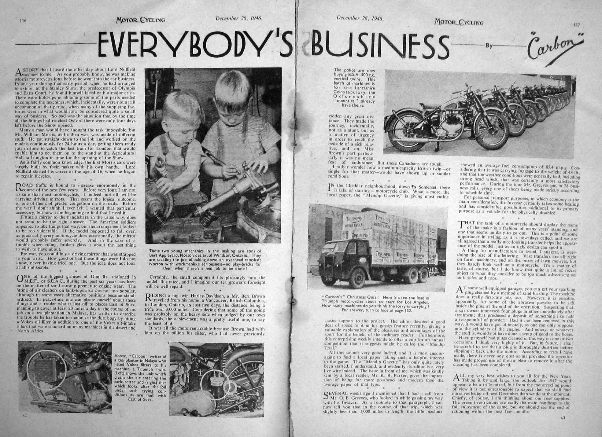 Old Vintage Print Motor Cycle Magazine 1946 Enfield Czechoslakia Gipsy 20th
