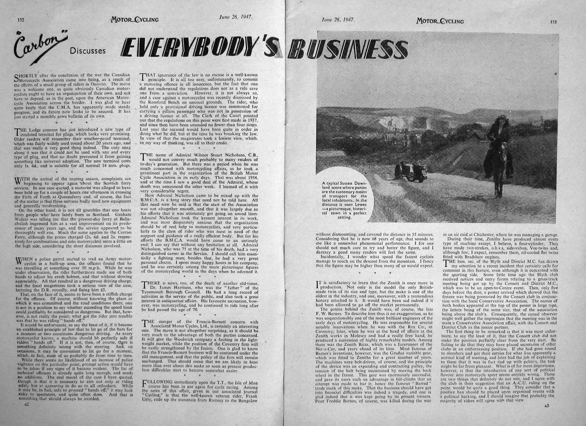 Antique Old Print Motor Cycle Magazine 1947 B.S.A. Whitworth Norton Ariel 20th