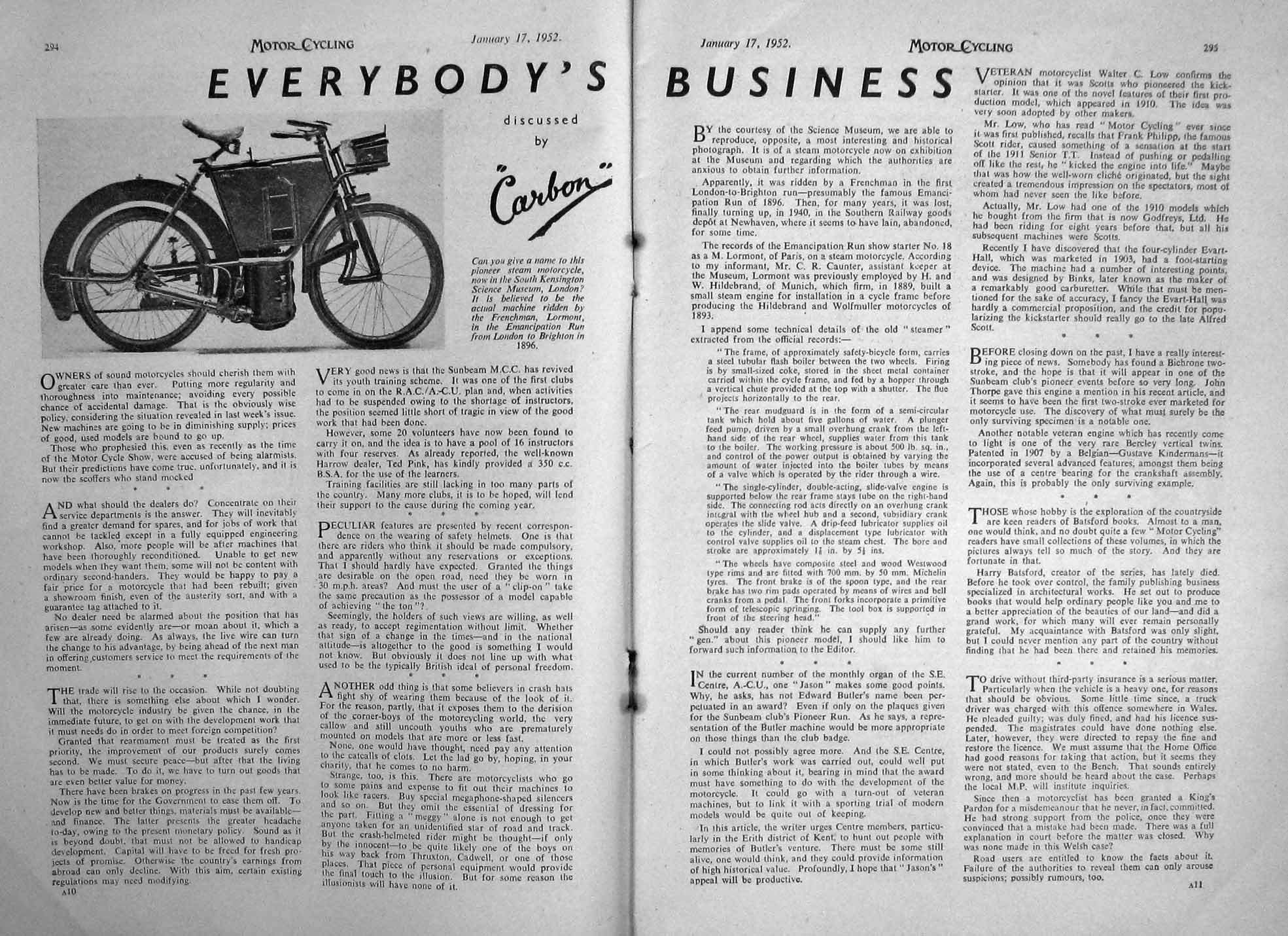Original Old Vintage Print Motor Cycle Magazine 1952 Enfield Laverda Benelli