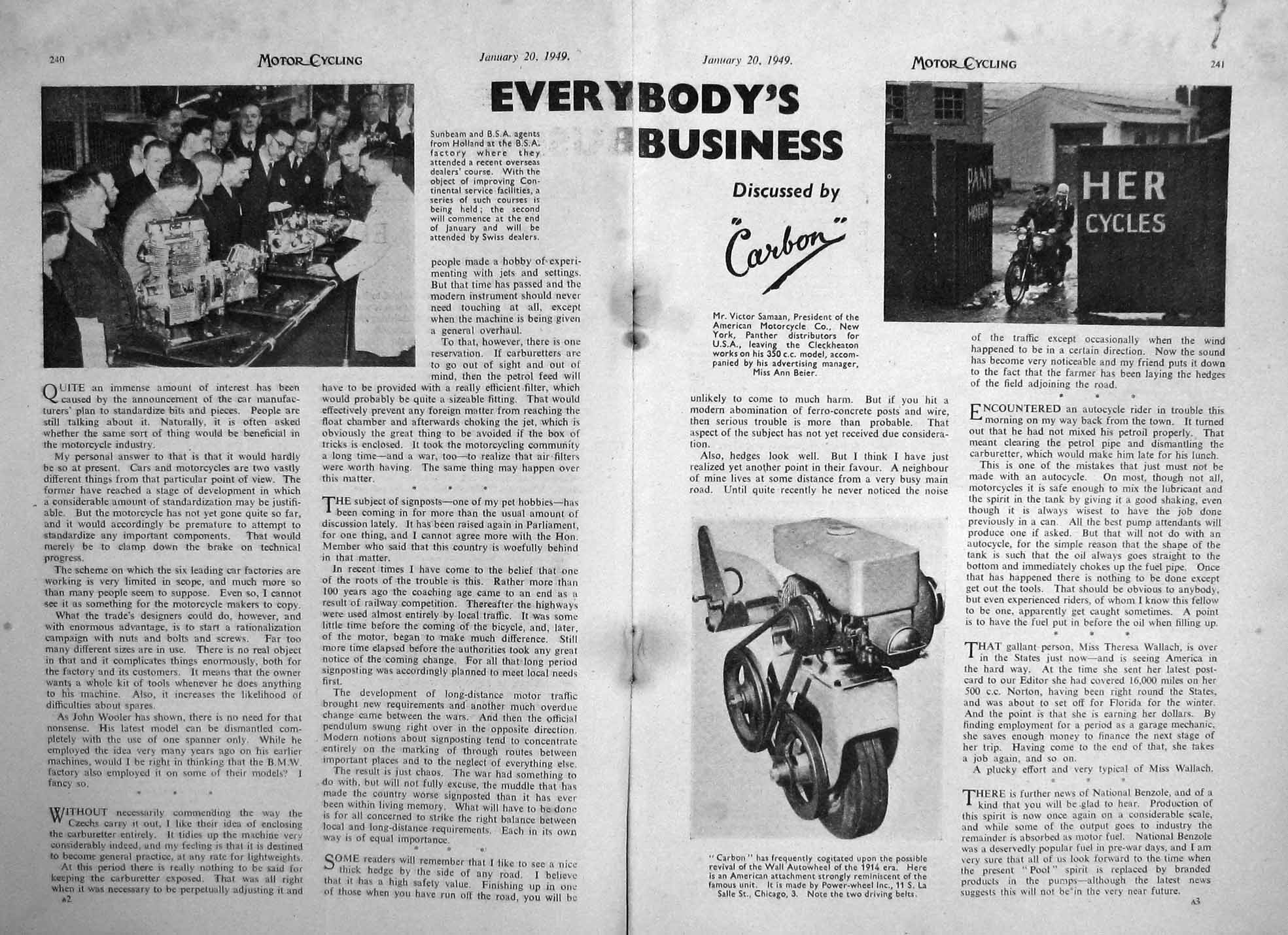 Original Old Vintage Print Motor Cycle Magazine 1949 Royal Enfield Kagie Wolf