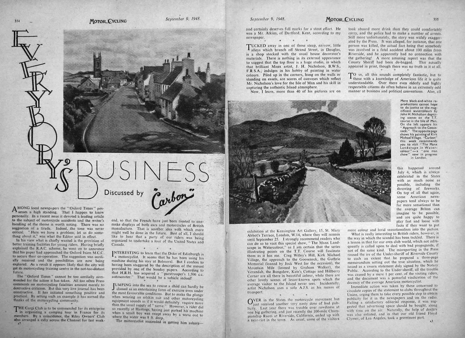 Old Vintage Print Motor Cycle Magazine 1948 Matchless Norton Manx Prix 20th