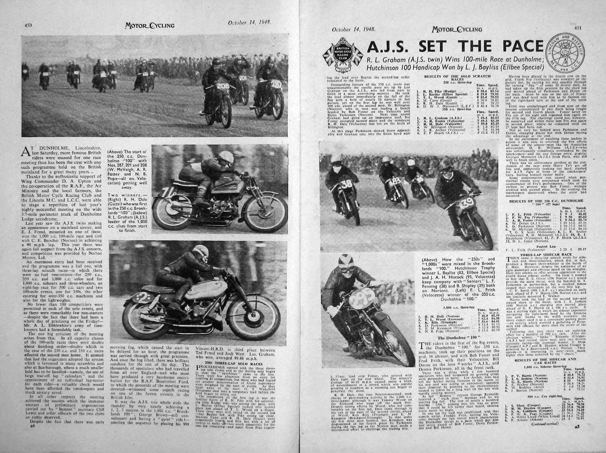 Old Vintage Print Motor Cycling Magazine 1948 Bsa Lucas Batteries A.J.S. 20th
