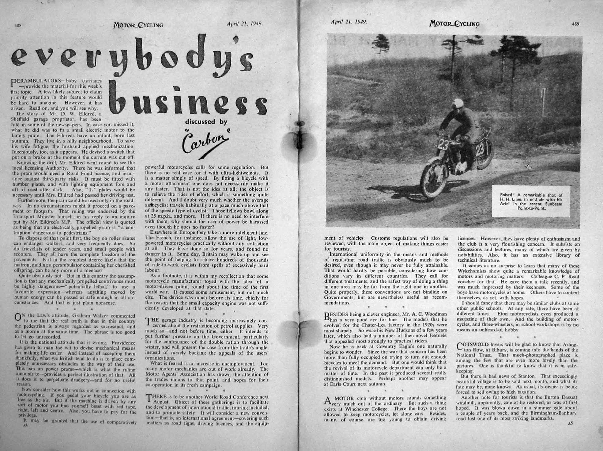 Antique Old Print Motor Cycling Magazine 1949 Matchless Clubman James Ref.2