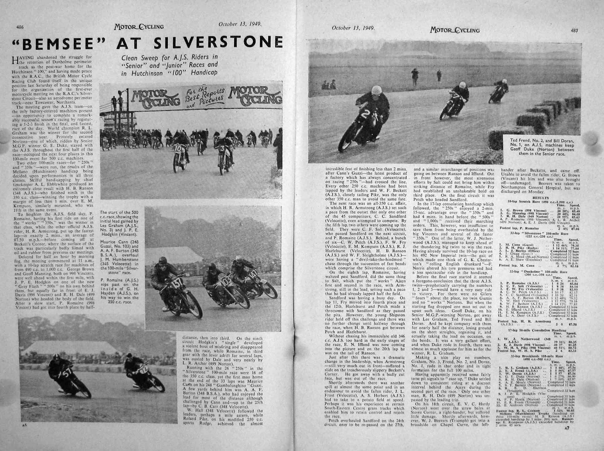 Original Old Vintage Print Motor Cycling Magazine 1949 B.S.A. Cycles Batteries