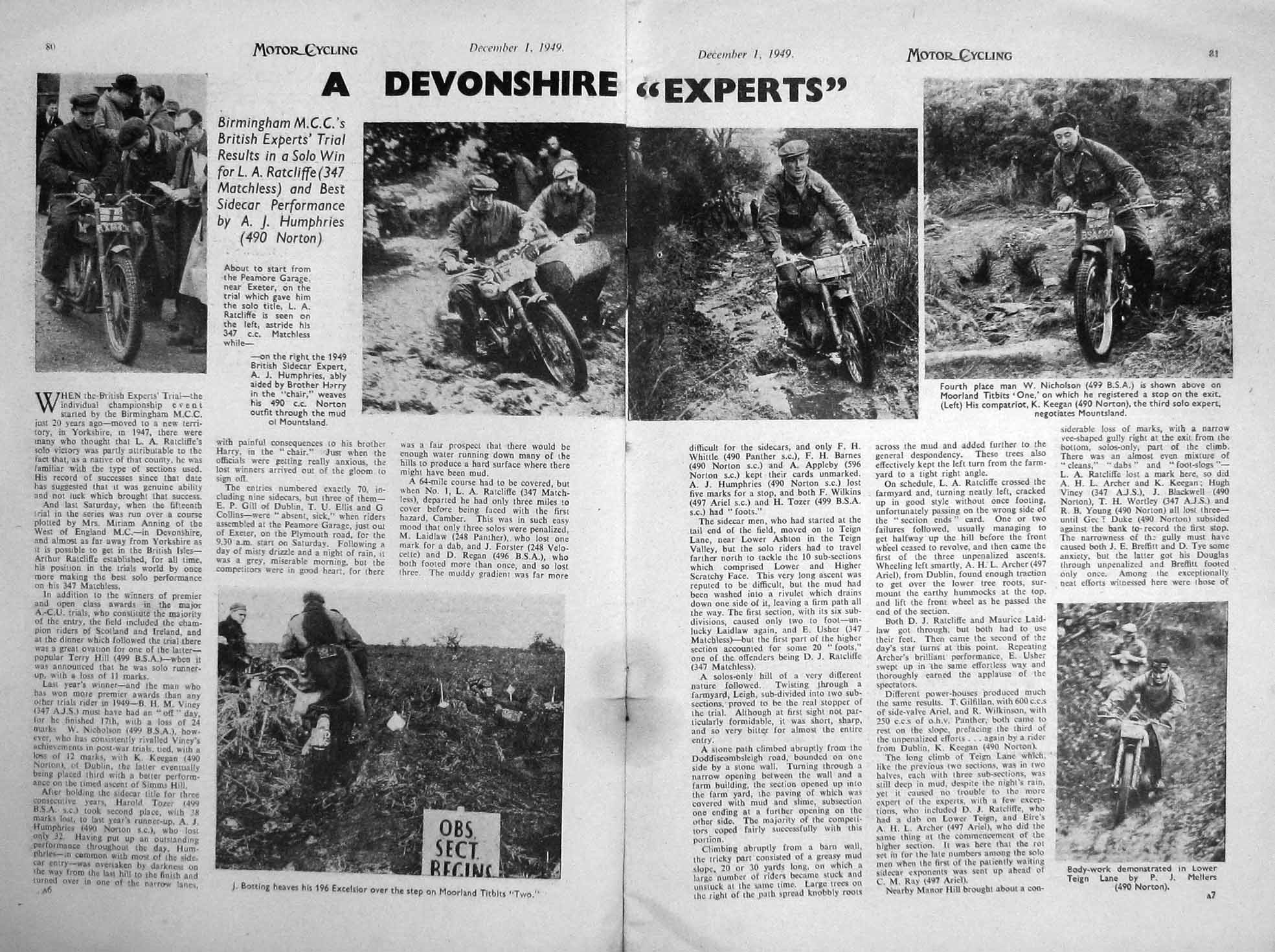 Old Vintage Print Motor Cycling Magazine 1949 A.J.S. Cycles James Comet 20th