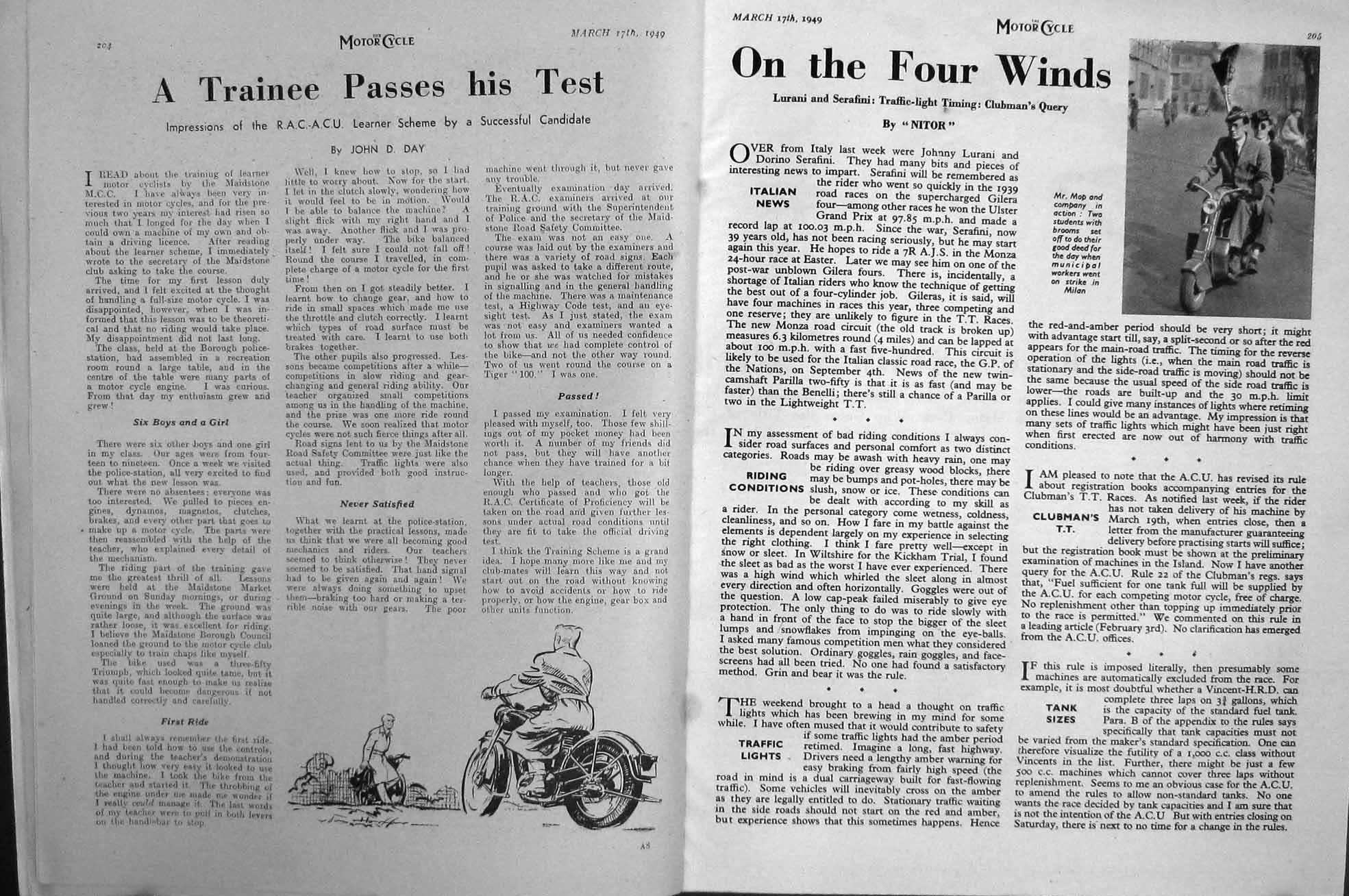 Original Old Vintage Print Motor Cycle Magazine 1949 B.S.A. Bantam Larry Parks