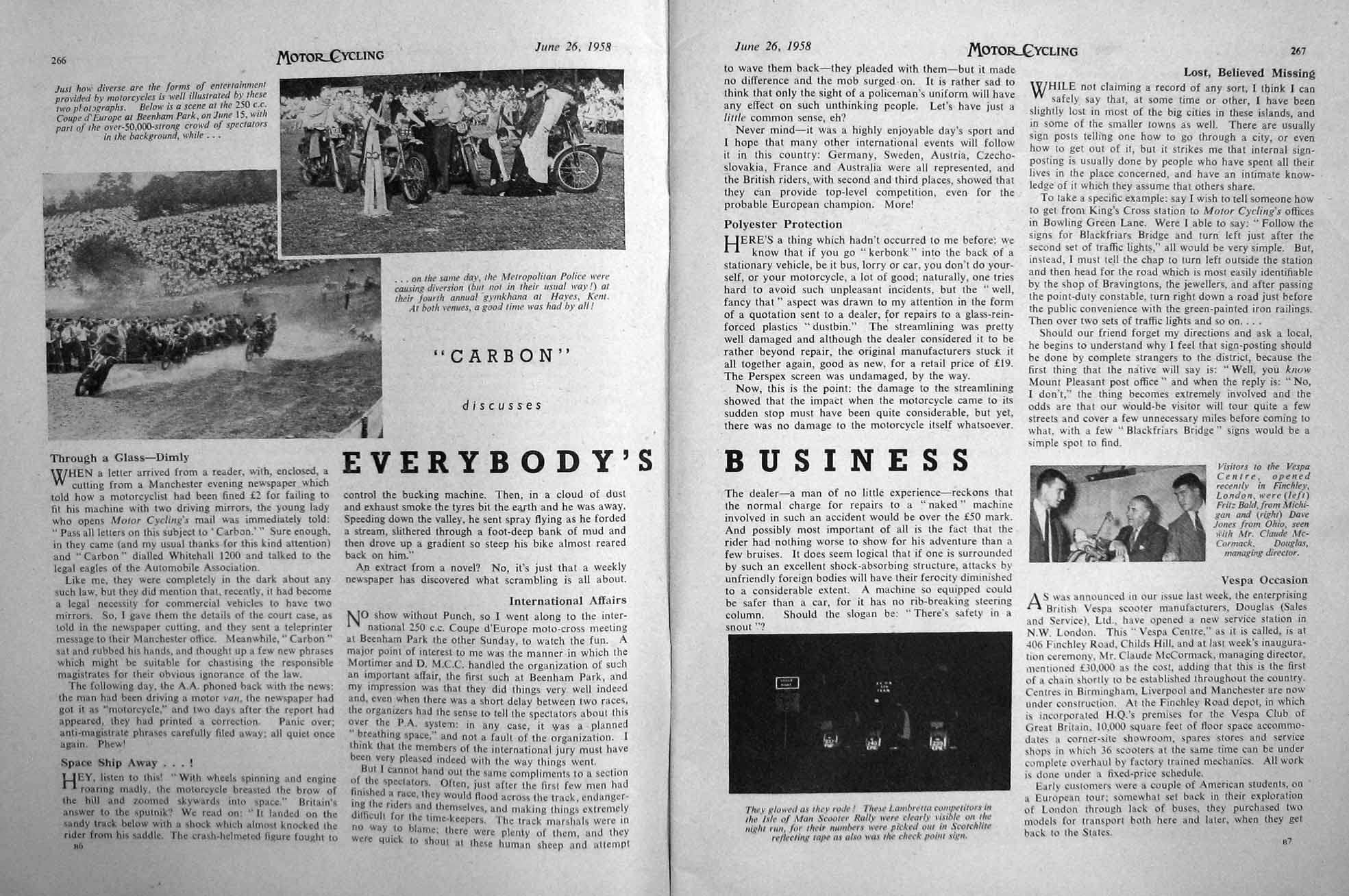 Antique Old Print Motor Cycle Magazine 1958 Enfield Bryant Hardwick Sport 20th