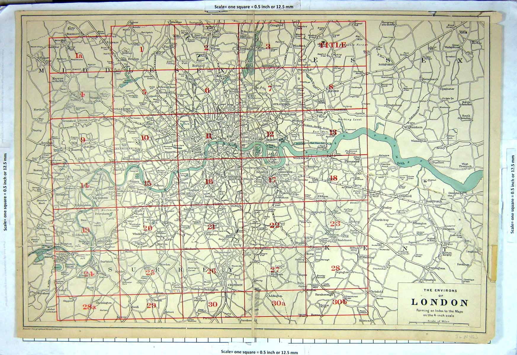 Antique Print Map England Environs Plan London Dartford Ealing Thames 1910 20th