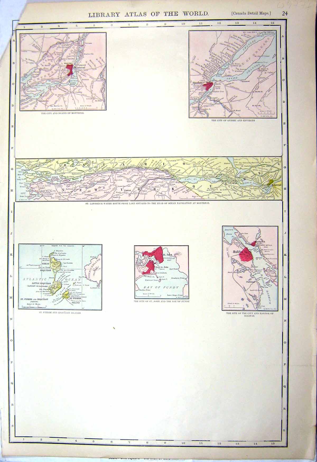 Old Map Montreal Quebec Canada Pierre Miquelon Islands Halifax C1900 Victorian