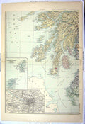 Old Print Map South West Scotland Shetland Orkney Glasgow Plan Clyde 1890 19th