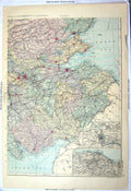 Antique Old Print Map South East Scotland Perth Edinburgh Firth Forth C1890