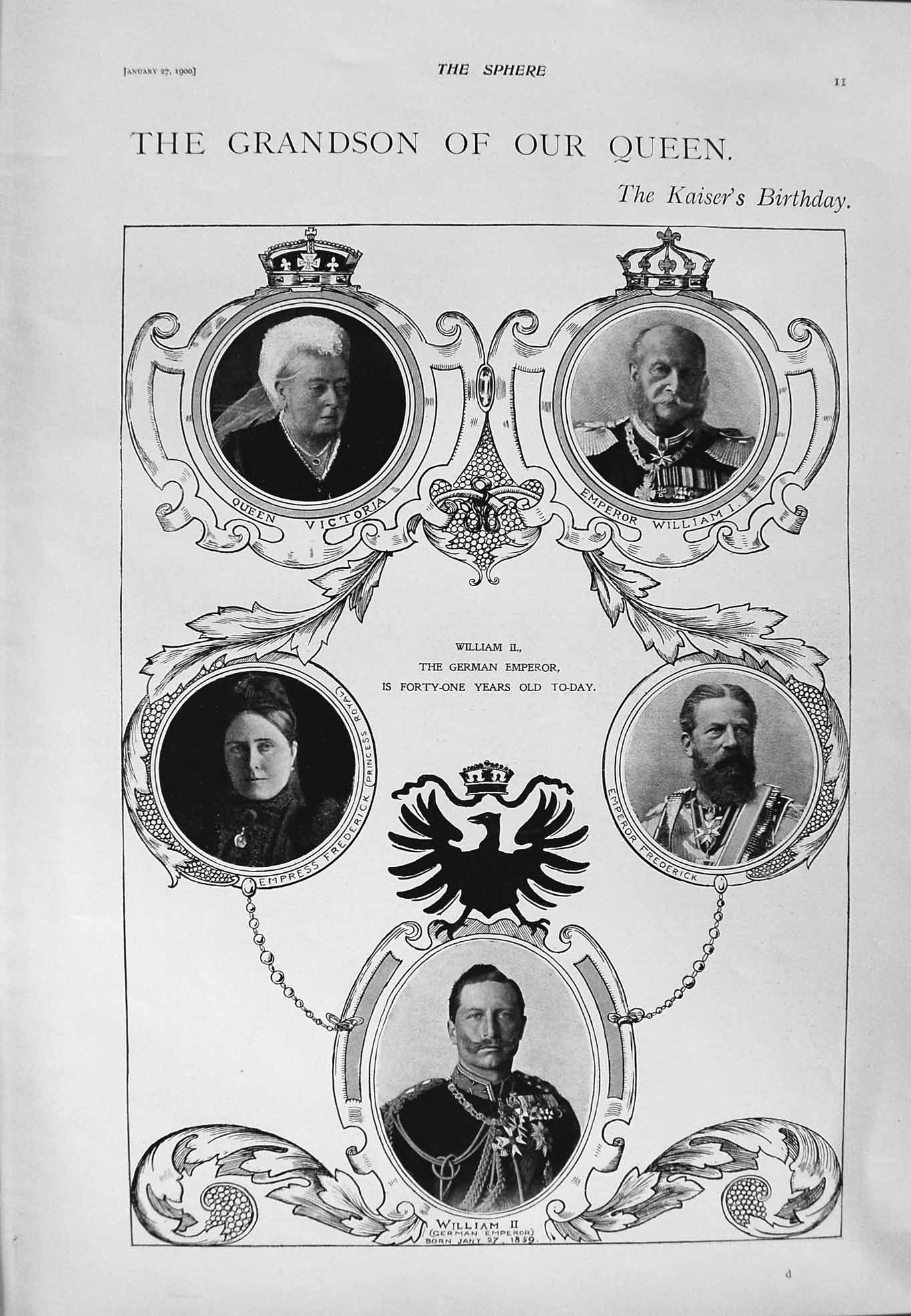 Old Antique Print 1900 German Emperor William Frederick Pope Jubilee Door 20th