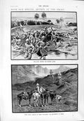 Original Old Antique Print 1900 Modder River Siers War Lord Roberts Kitchener