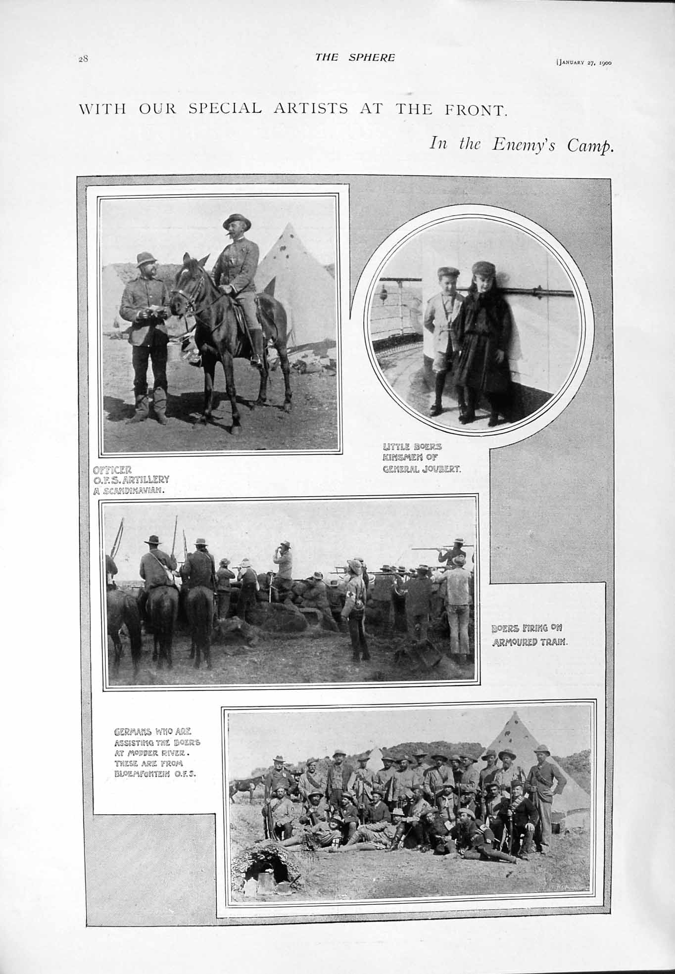 Original Old Antique Print 1900 Siers Bloemfontein War Pechell Ava Winchester