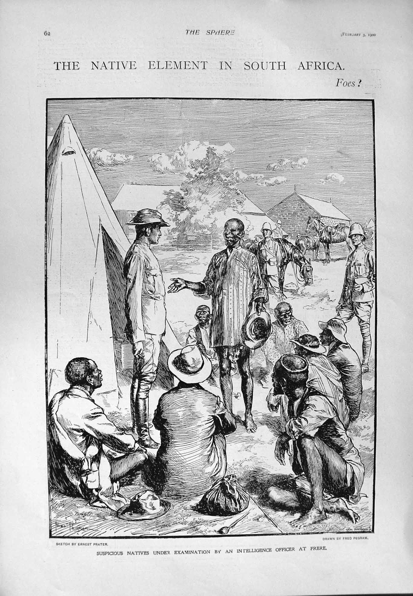 Old Antique Print 1900 Africa Natives Frer War Lady Estella Forbes Curzon 20th