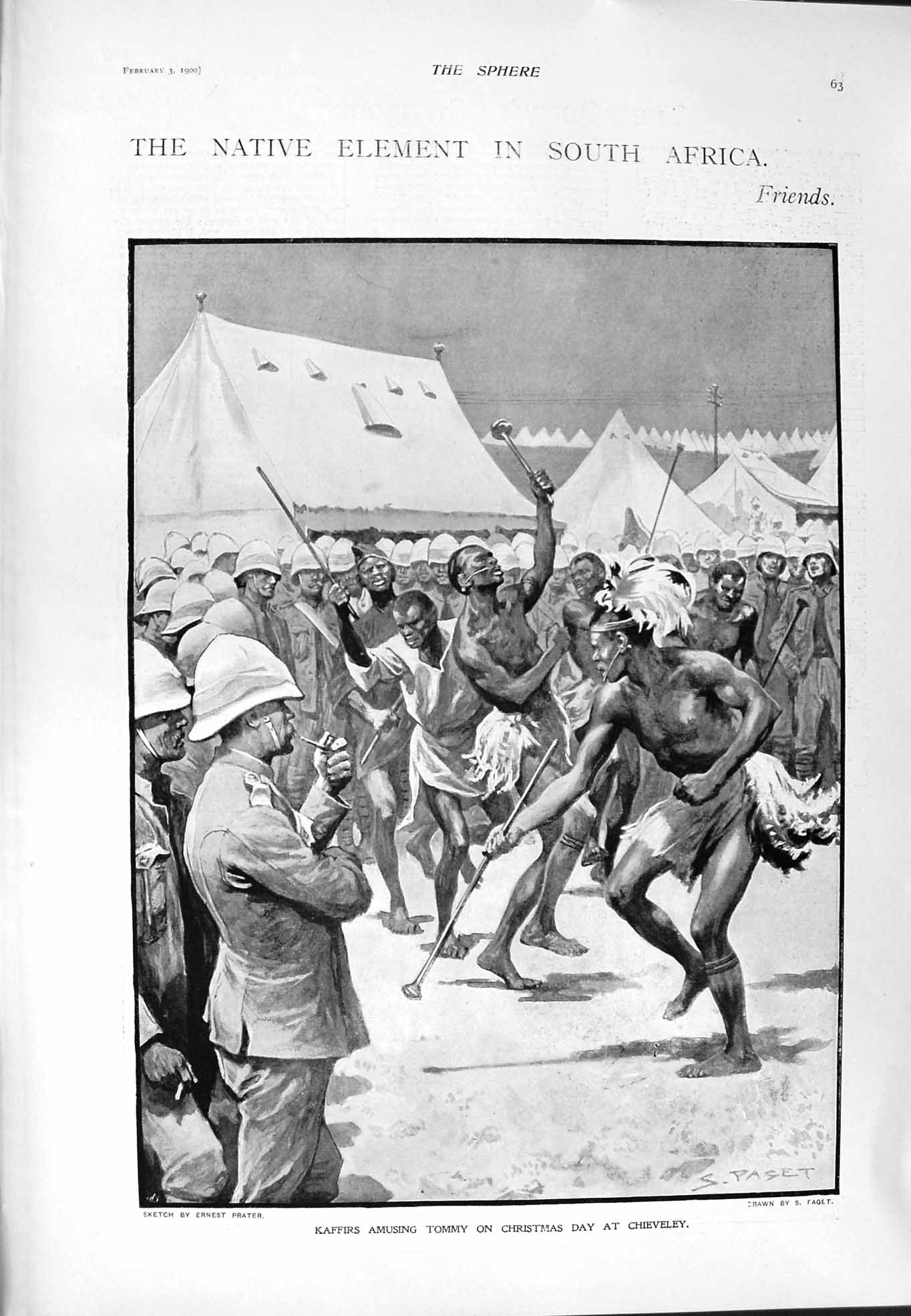 Old Antique Print 1900 Kaffirs Africa Christmas Chieveley Lord Coventry 20th