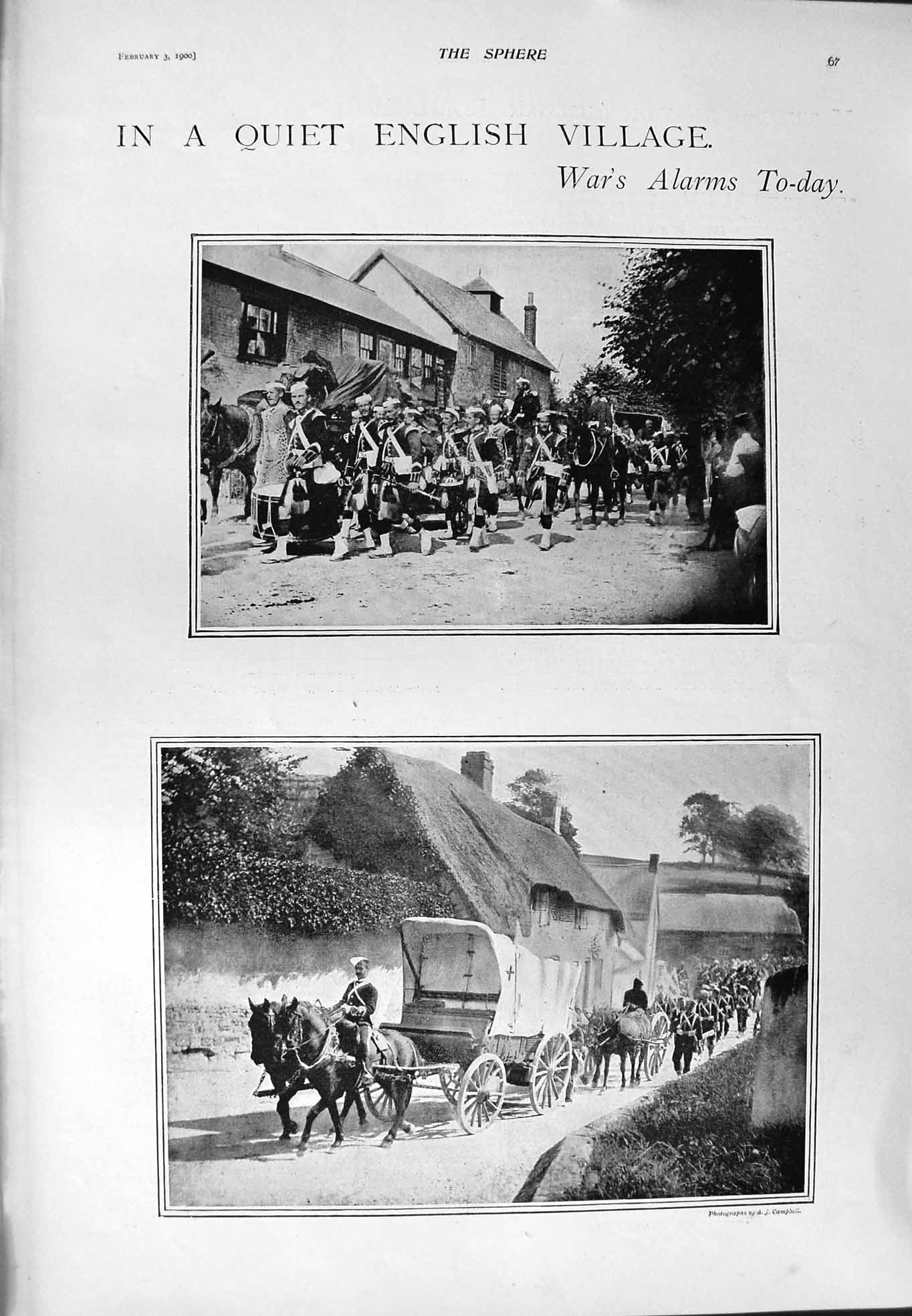 Original Old Antique Print 1900 English Village Archduchess Elizabeth Stephanie