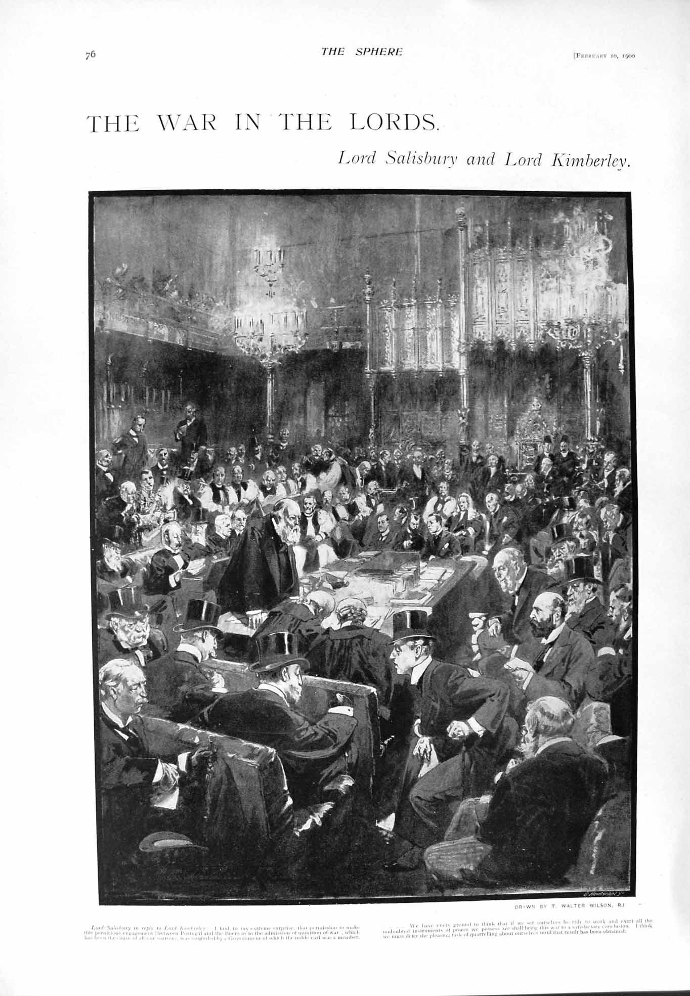 Old Antique Print 1900 Lord Salisbury Kimberley Commons Jack Colenso War 20th