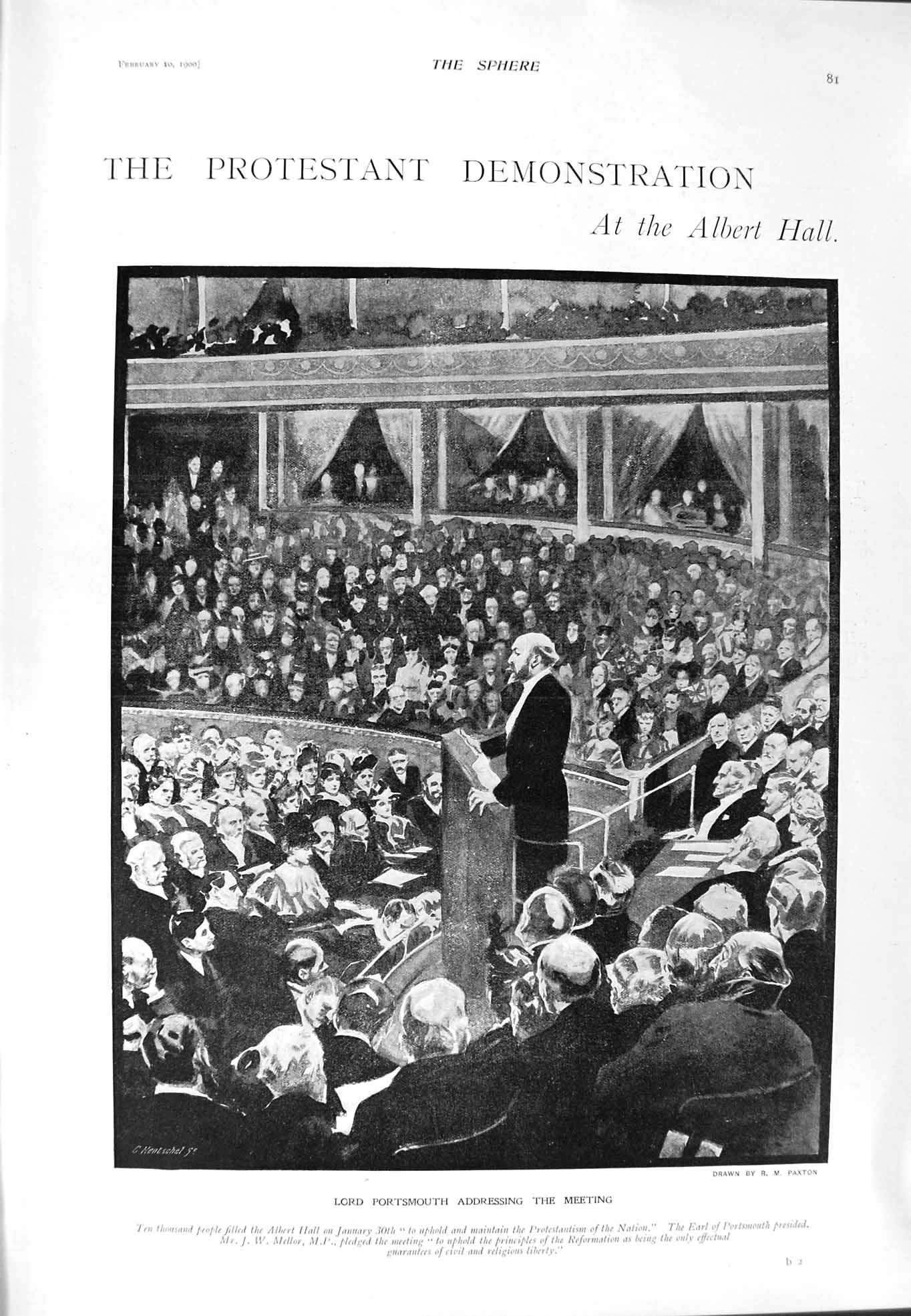 Old Antique Print 1900 Lord Portsmouth Albert Hall Colenson Reed Roberts 20th