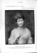Original Old Antique Print 1900 Mrs Cecil Panton Powney Crichton Talbot Marsham