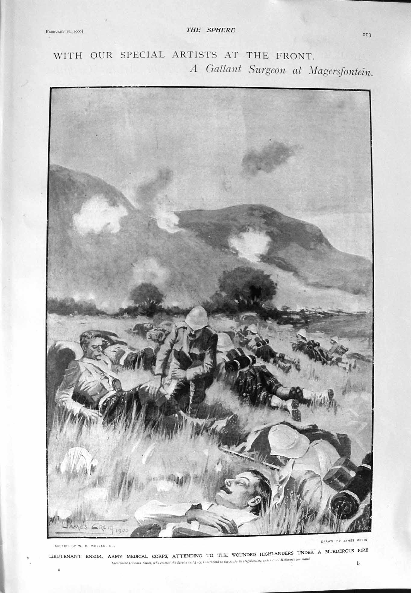 Old Antique Print 1900 Ensor Army Medical Magersfontein Fitzroy Trotter 20th