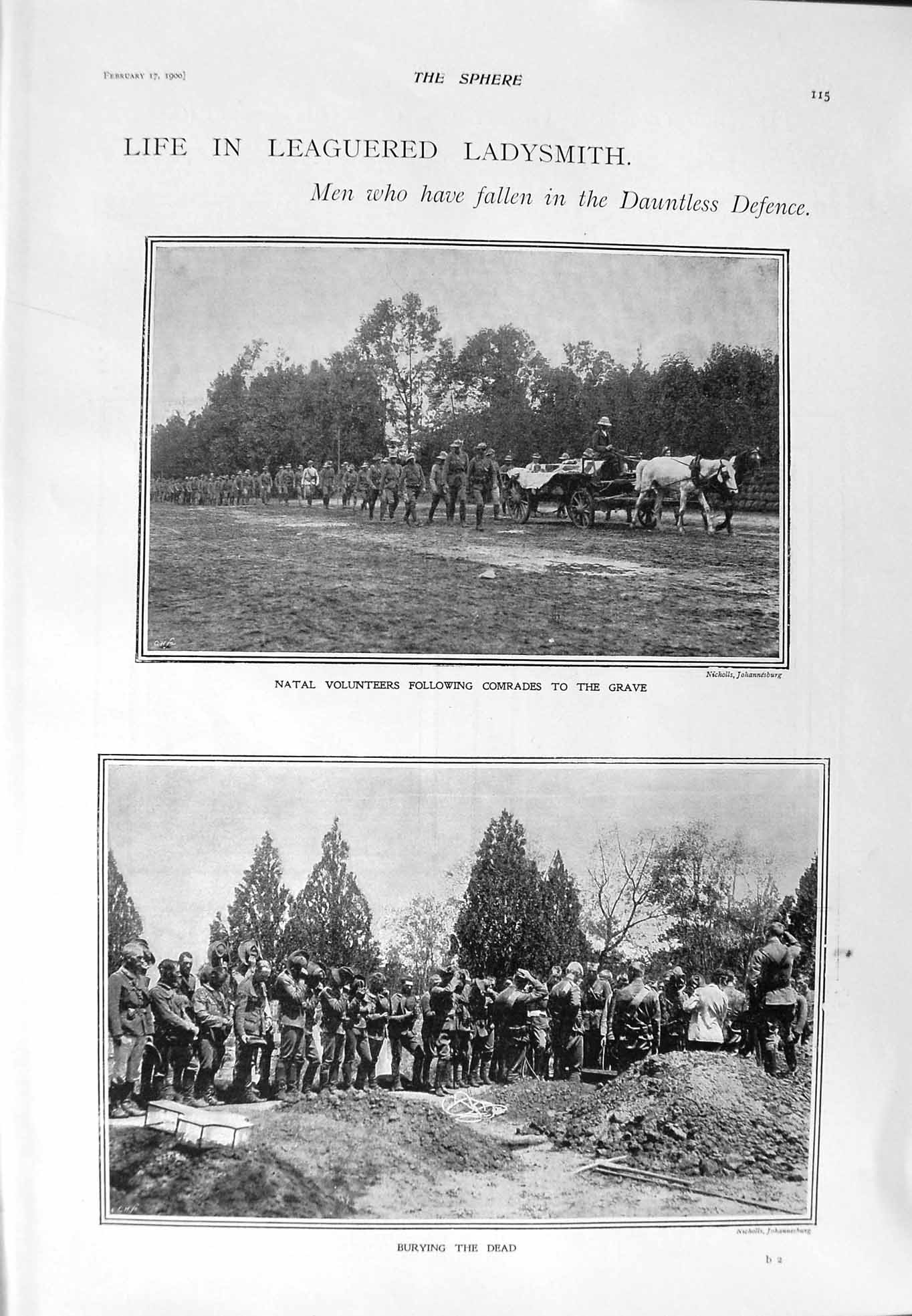 Old Antique Print 1900 Ladysmith War Burying Dead French Pilcher Africa 20th