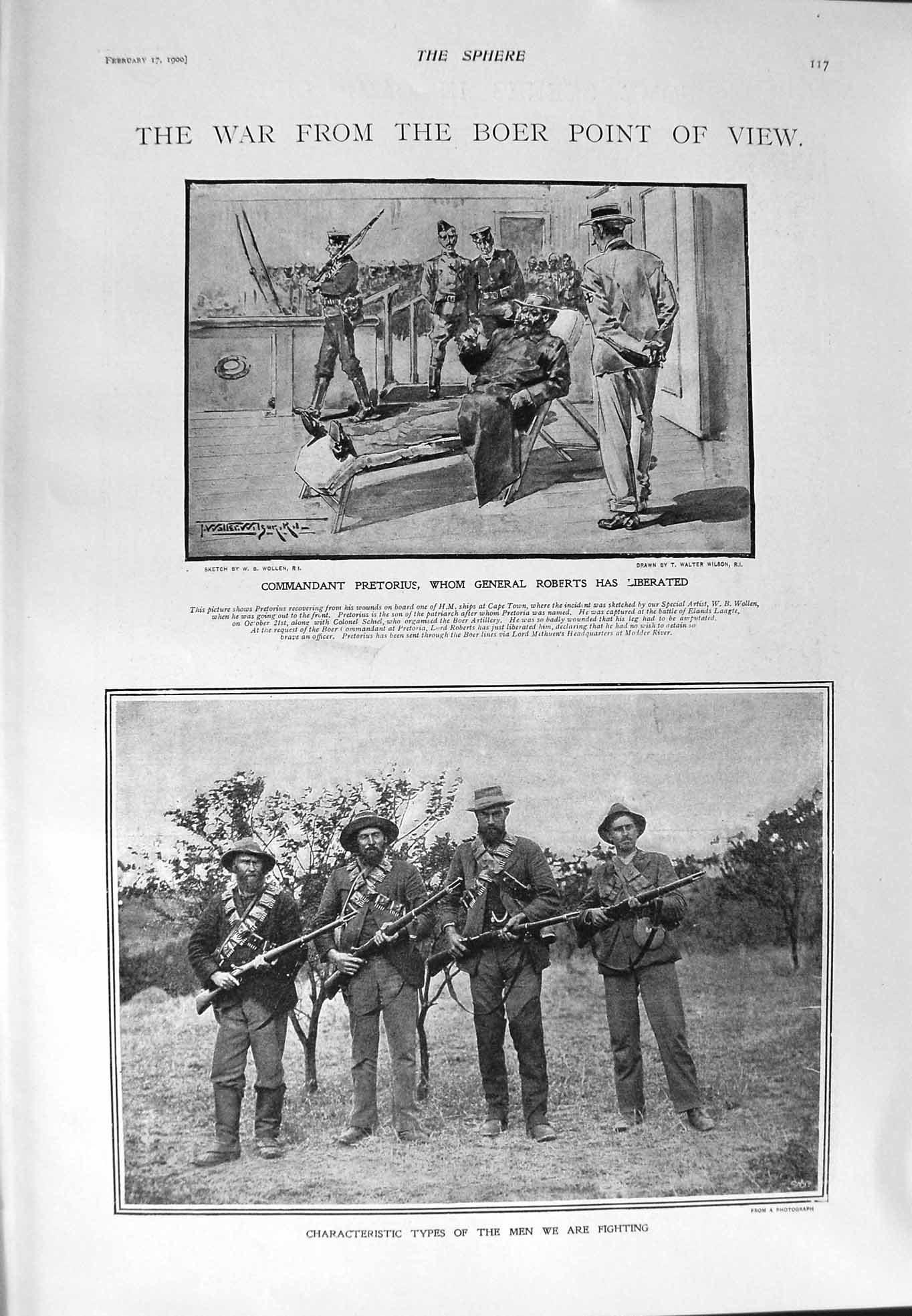 Old Antique Print 1900 Pretorius Roberts War Boer Chieveley Camp Gatacre 20th