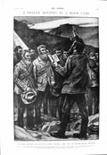 Original Old Antique Print 1900 Prayer Boer War Camp Johannesburg Cattle Trucks