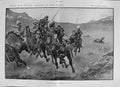 Original Old Antique Print 1900 General French Lancer Patrols War Siers Horses