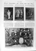 Old Antique Print 1900 War Children Ednam Boy Cadets Orange Fullerton Dog 20th