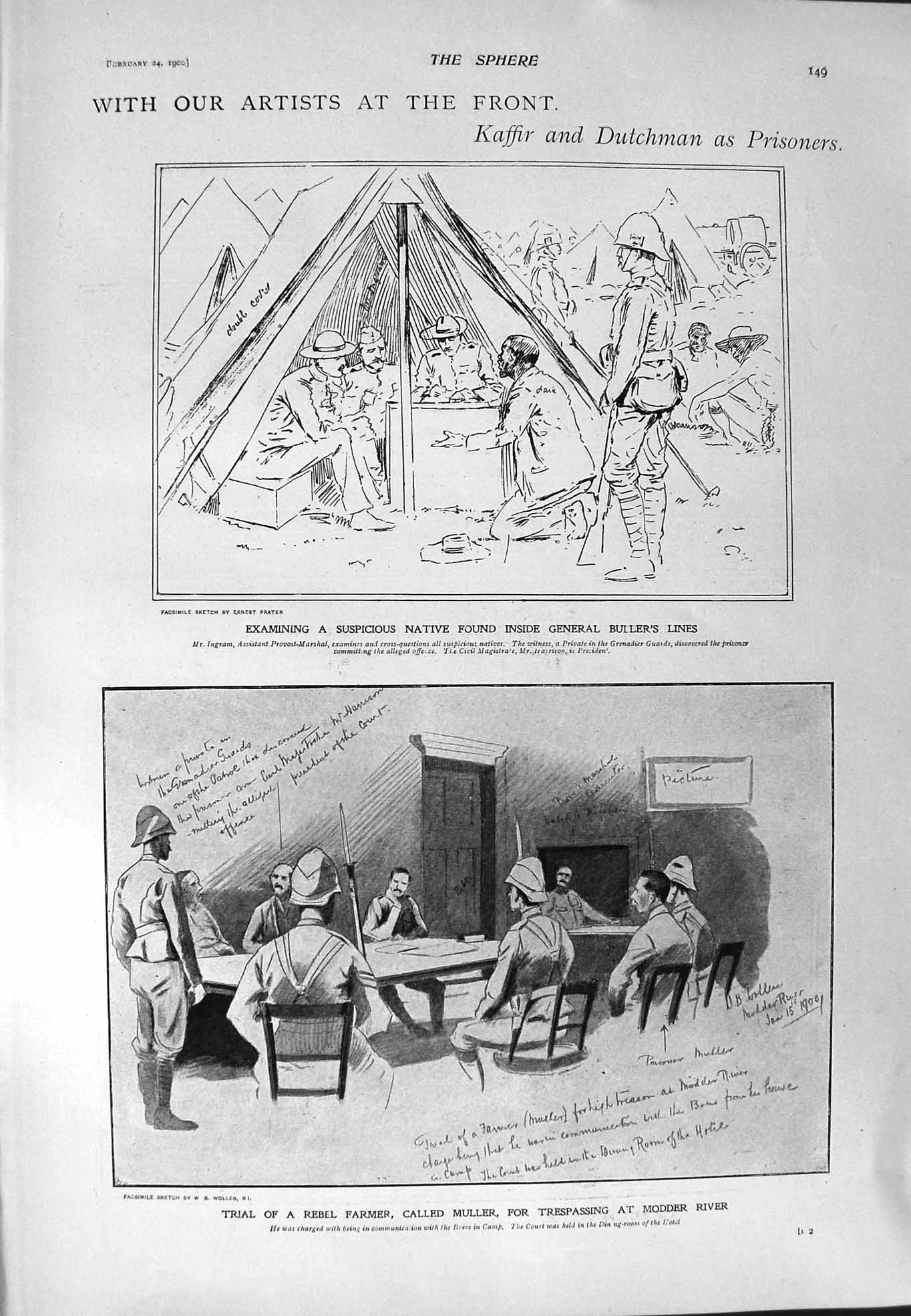 Original Old Antique Print 1900 Kaffir General Buller Prisoners War Transport