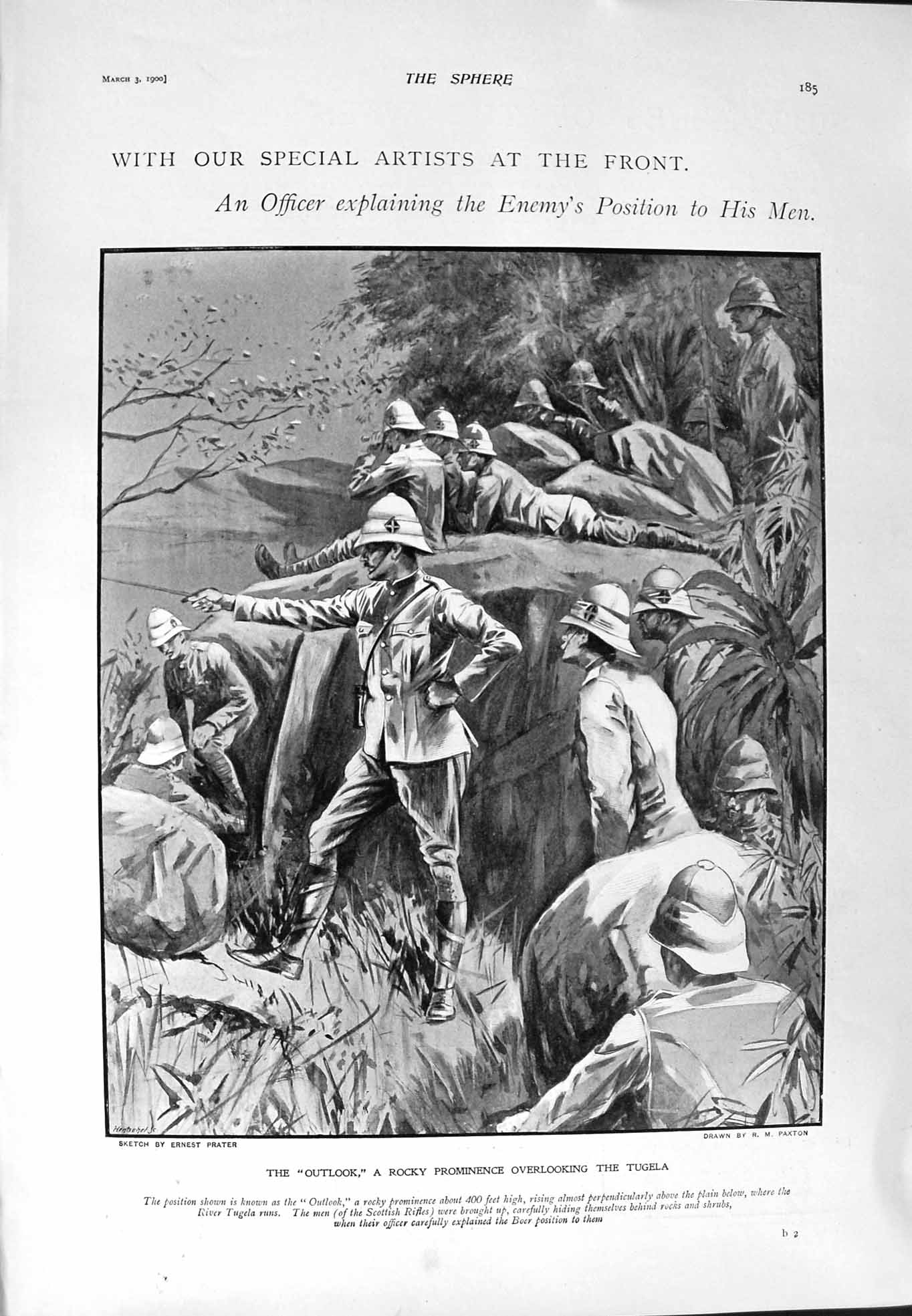 Original Old Antique Print 1900 War Siers Outlook Tugela Kimberley Telegram