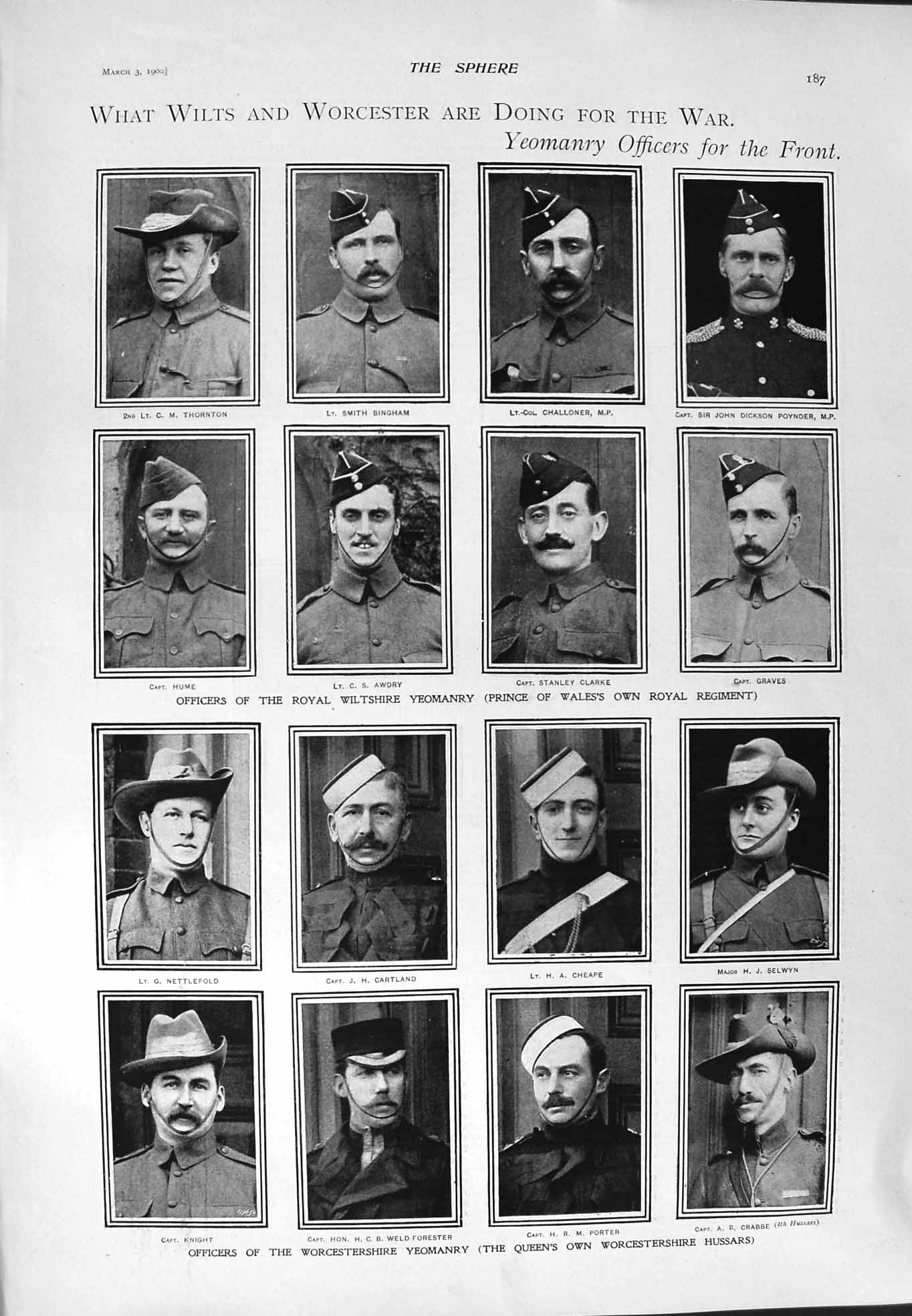 Original Old Antique Print 1900 War Officers Awdry Porter Graves Tait Athletes
