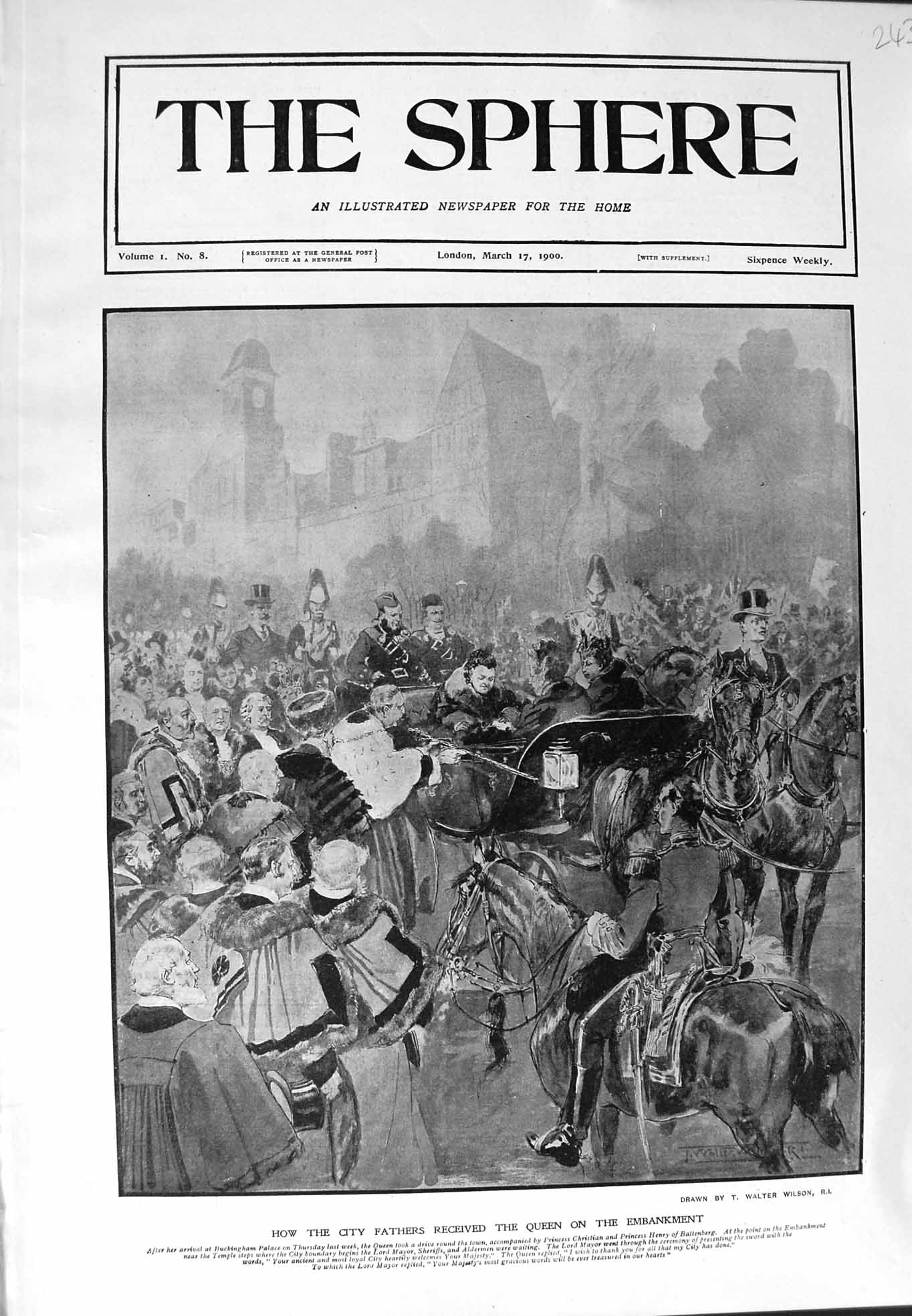 Original Old Antique Print 1900 Buckingham Palace Queen Victoria Embankment
