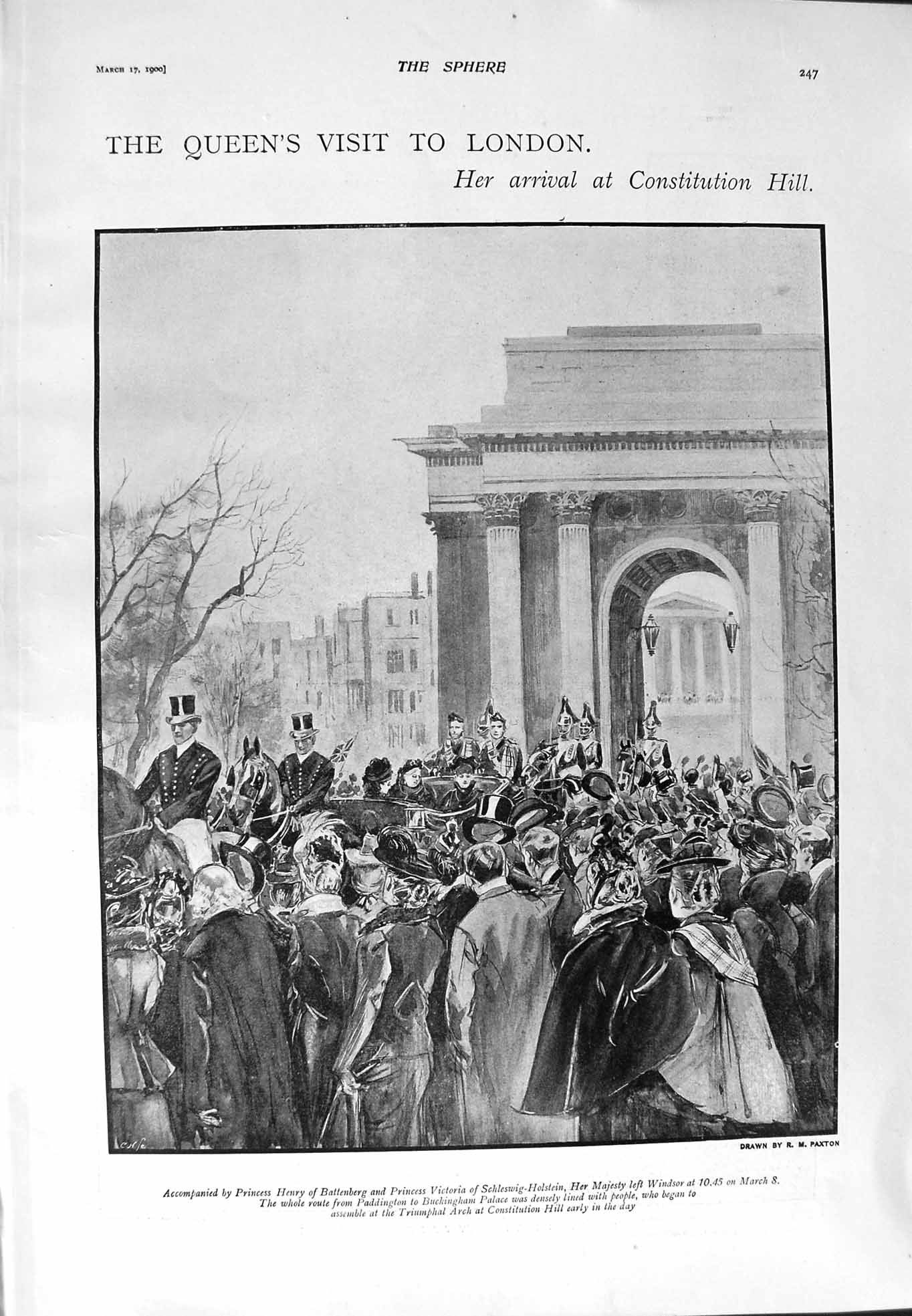 Old Antique Print 1900 Queen Victoria Battenberg London Buckingham Palace 20th