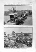 Original Old Antique Print 1900 Modder River Ambulance Macdonald General French