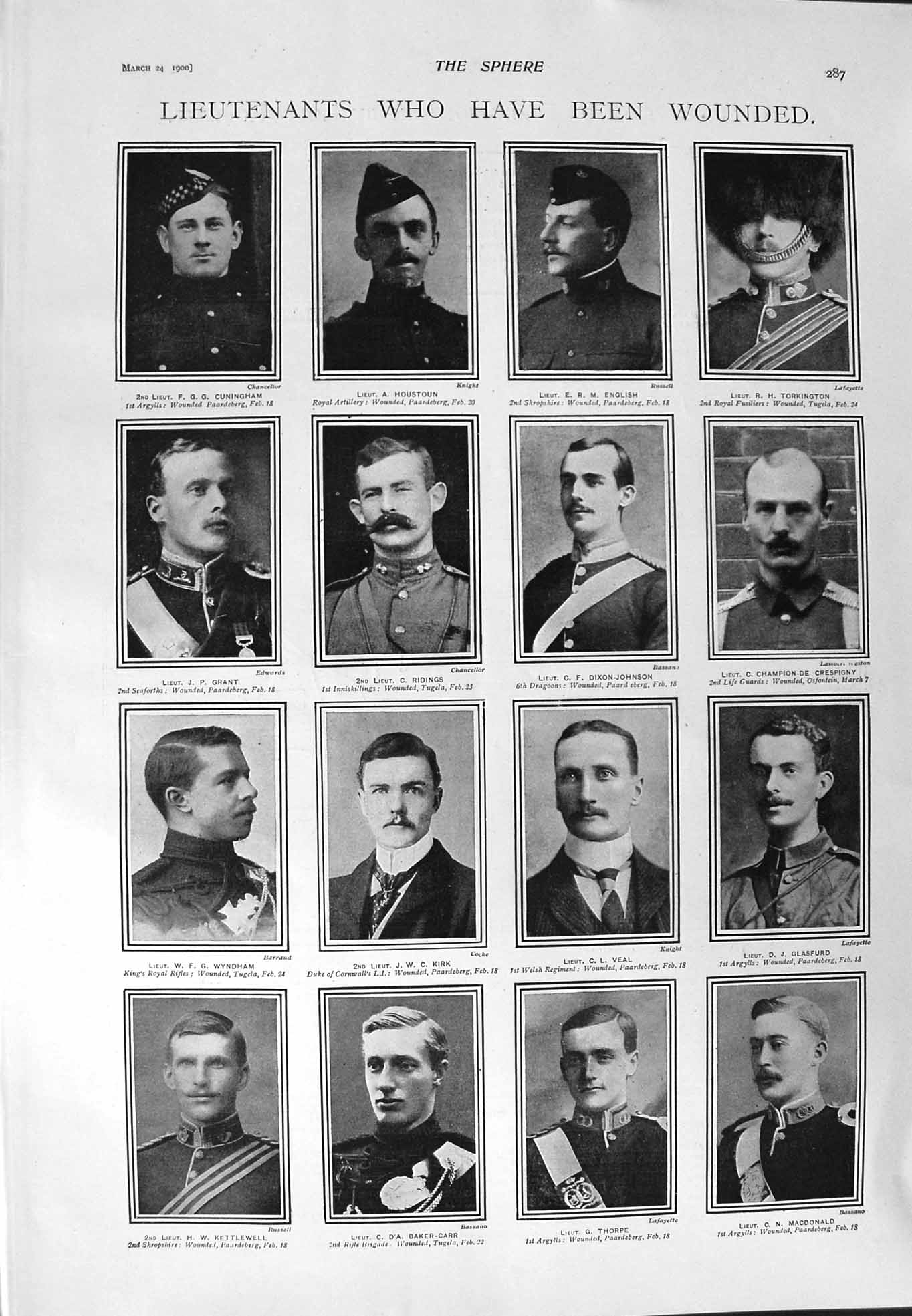 Original Old Antique Print 1900 War Cunningham Ridings Kirk Veal Bloemfontein