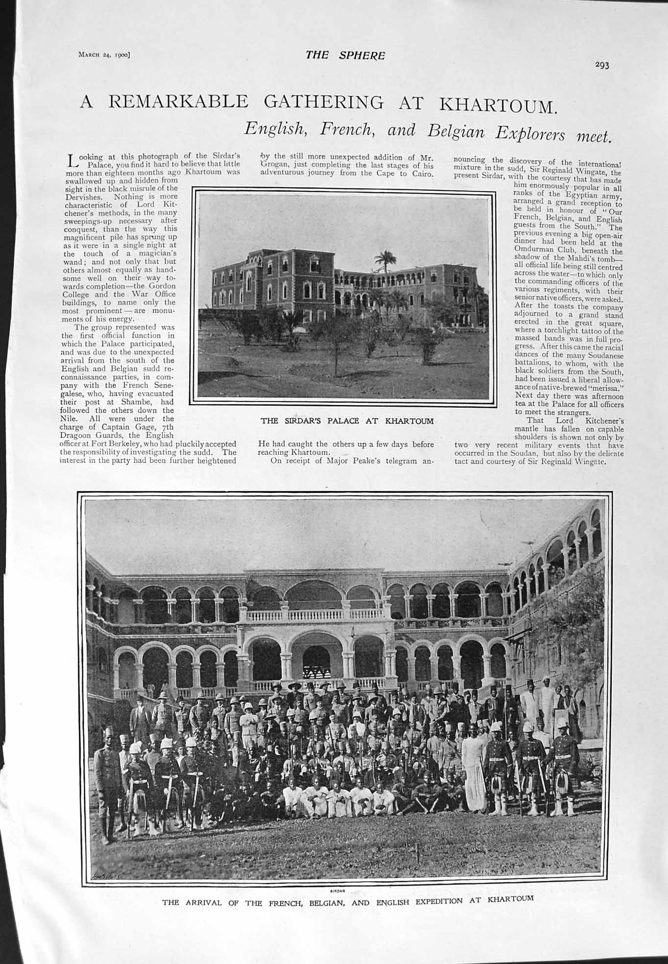 Original Old Antique Print 1900 Sirdar Palace Khartoum Prince Rudolph Stephanie