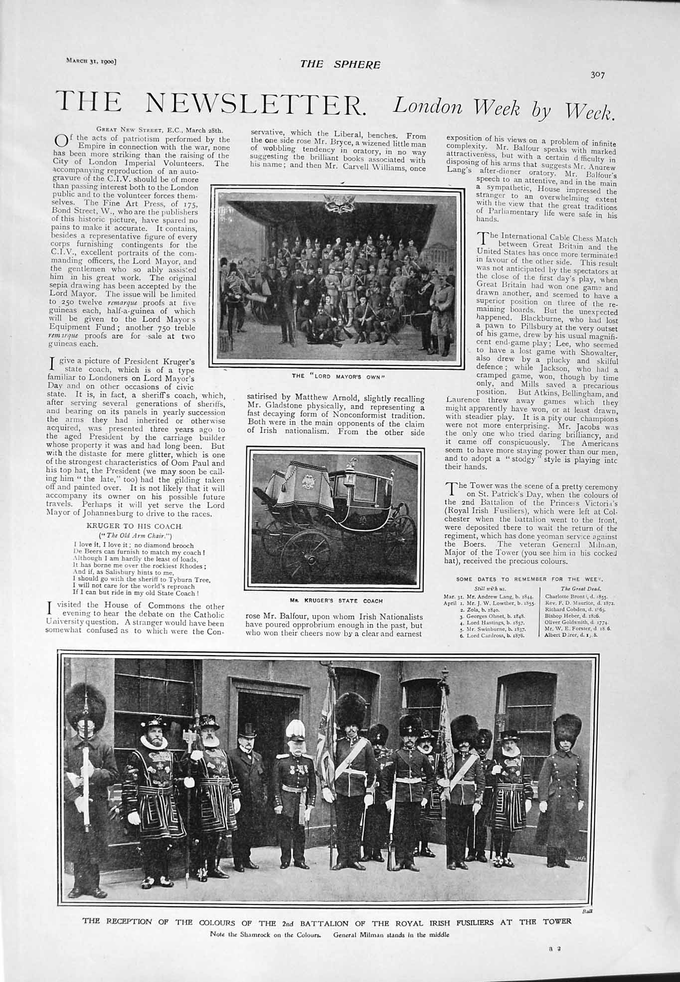 Old Antique Print 1900 Royal Irish Fusiliers Kruger Woodgate Stewart War 20th