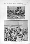 Original Old Antique Print 1900 Shelling Cronje Army War Guns Royal Engineers