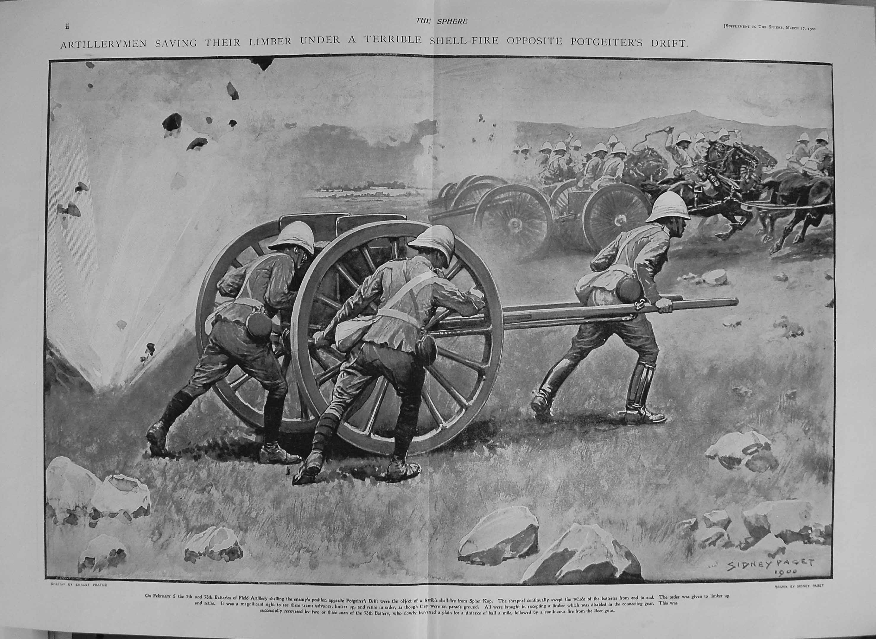 Old Antique Print 1900 General Buller Ladysmith Potgeiters Drift Siers 20th