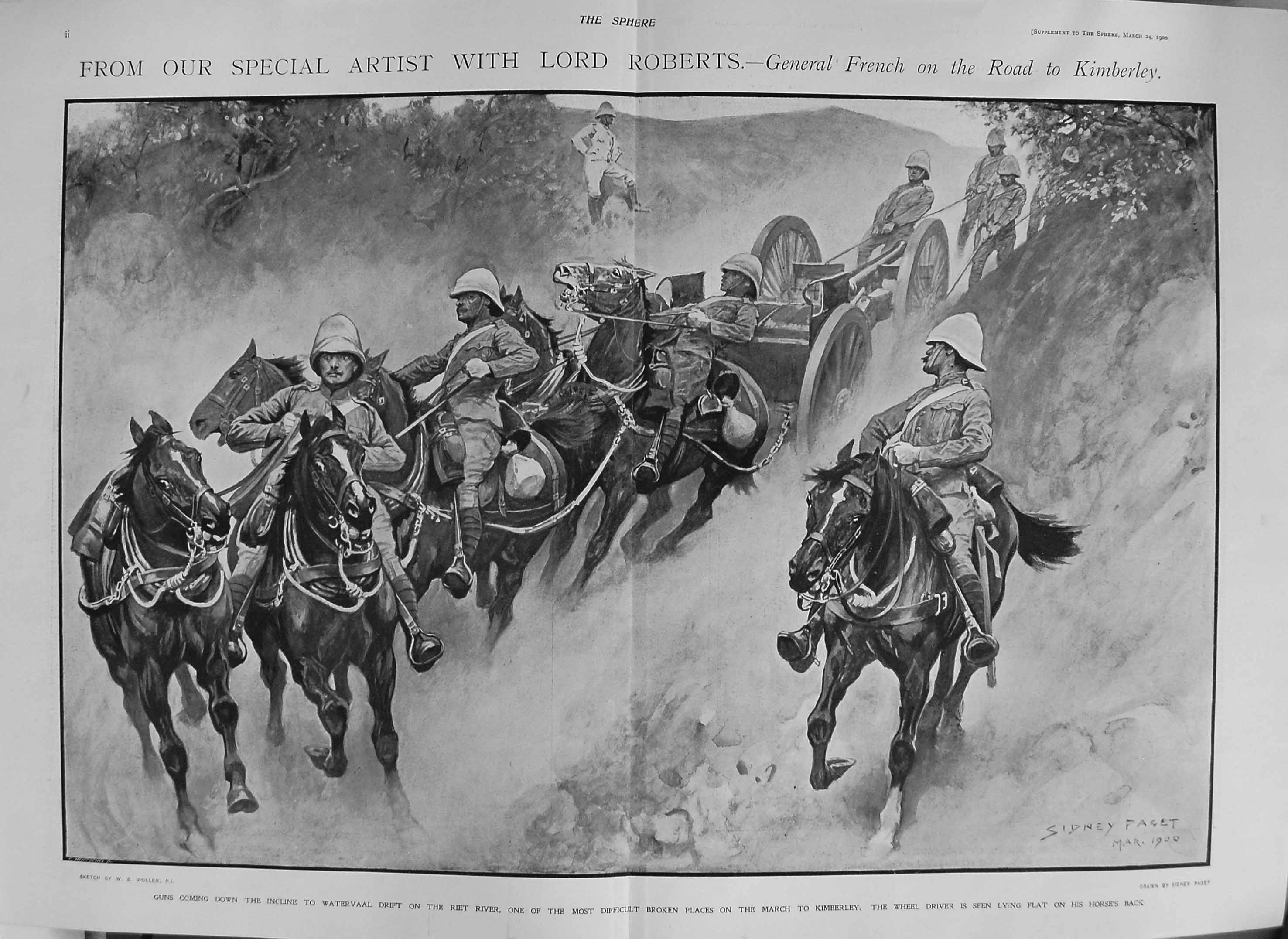 Old Antique Print 1900 Lord Roberts General French Kimberley Watervaal 20th